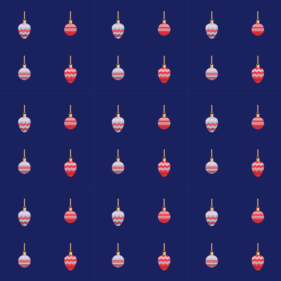 Christmas tree decoration seamless pattern on dark blue background. Vector. vector