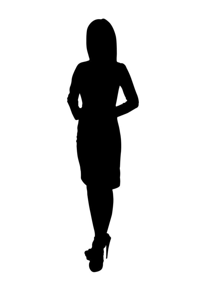 image drawing silhouette woman standing with white background vector