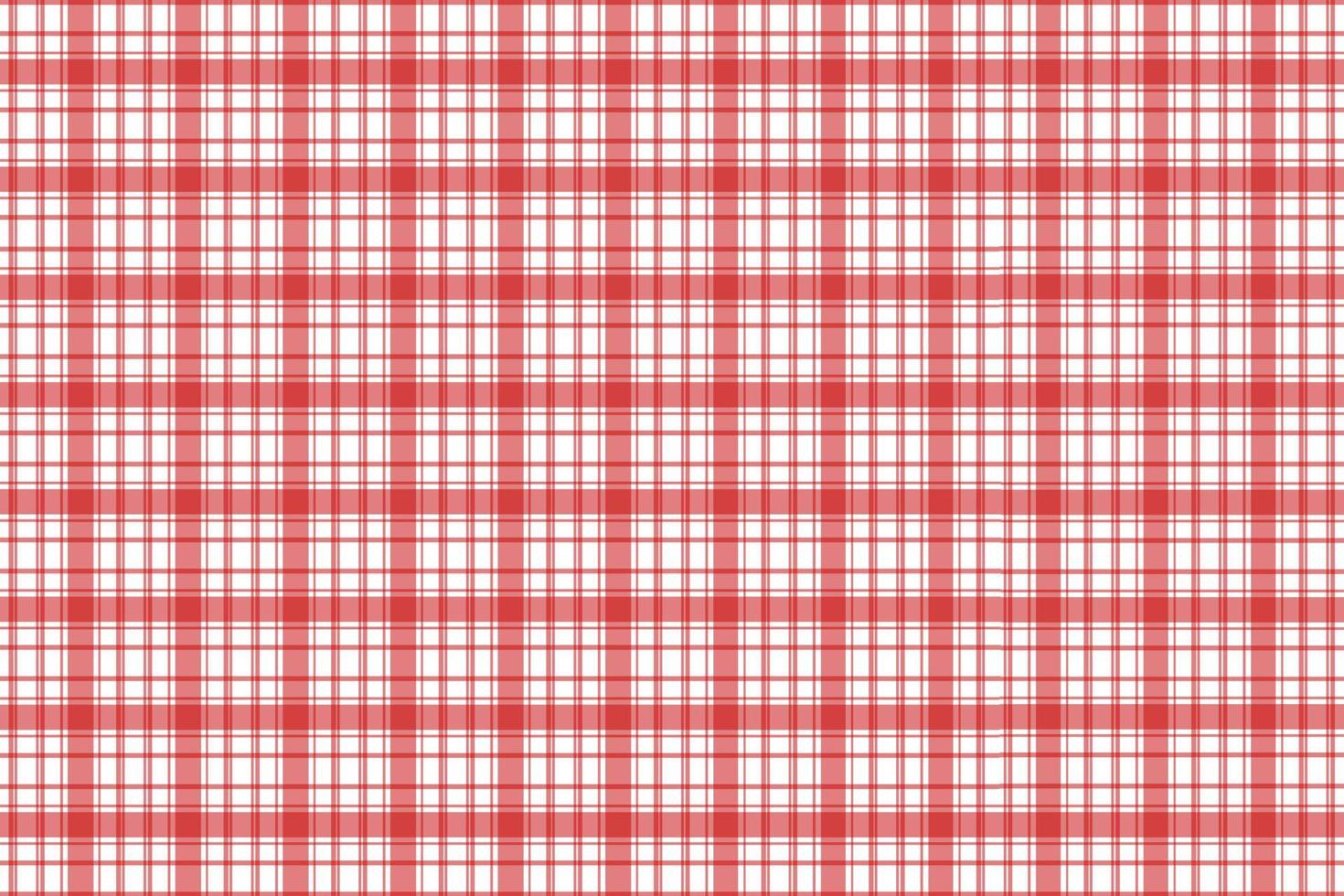 patrón de tartán sin costuras con rayas blancas y rojas para camisas o sábanas. vector de patrón de cuadros de guinga sin fin sobre un fondo blanco. diseño de fondo minimalista a cuadros para bufandas.