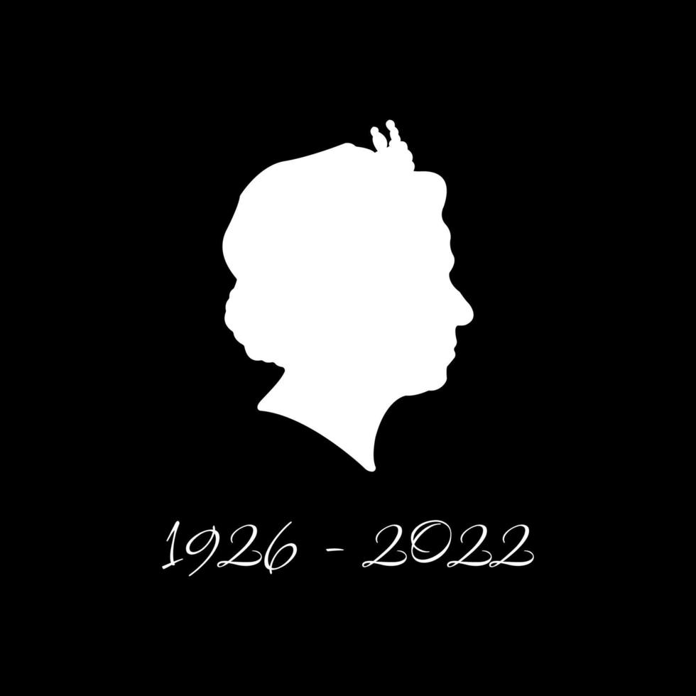 Side profile of Queen Elizabeth. Queen years. Death of the Queen of Great Britain. vector