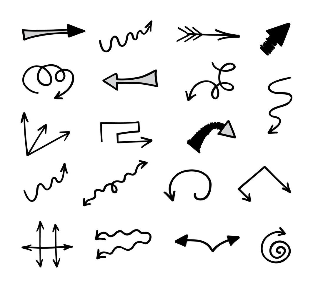 Vector set of hand drawn arrows, elements for presentation