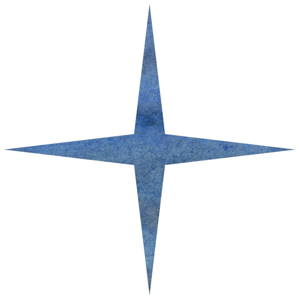 Blue watercolor star. Celestial element, space, sky. Transparent PNG
