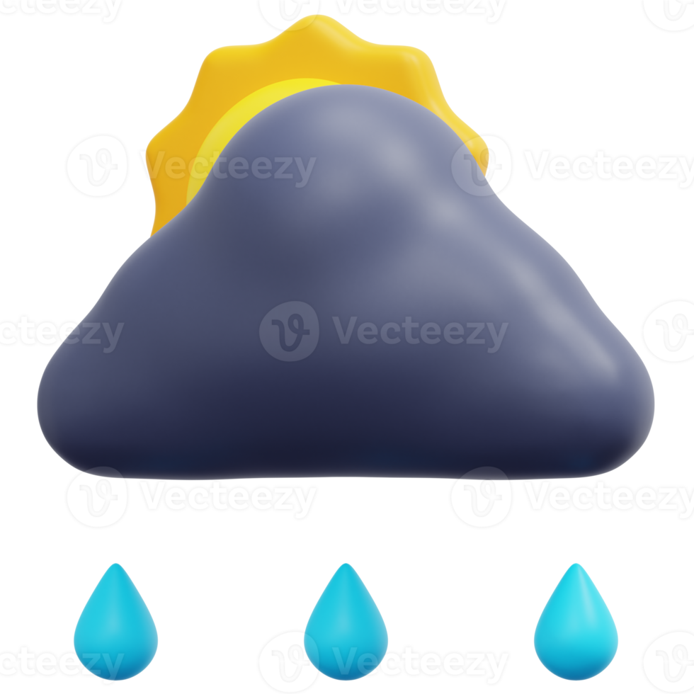 rainy day 3d render icon illustration png