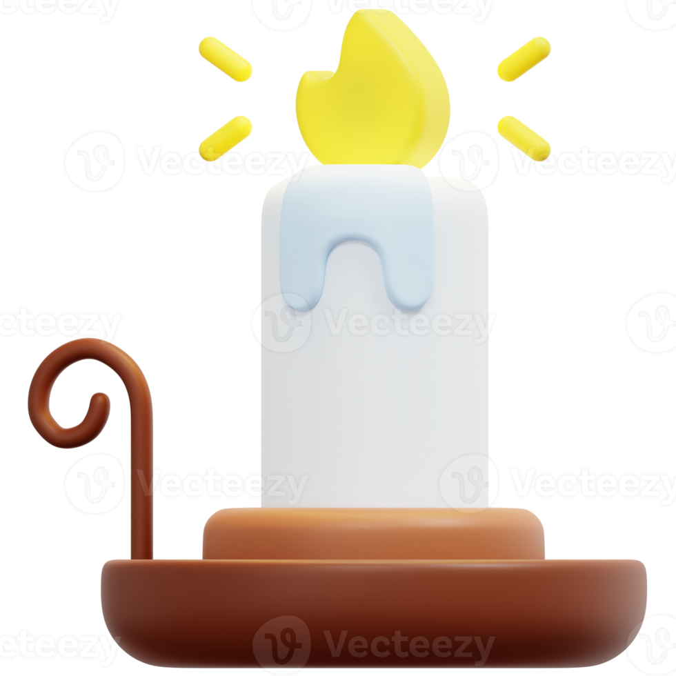 candle 3d render icon illustration png