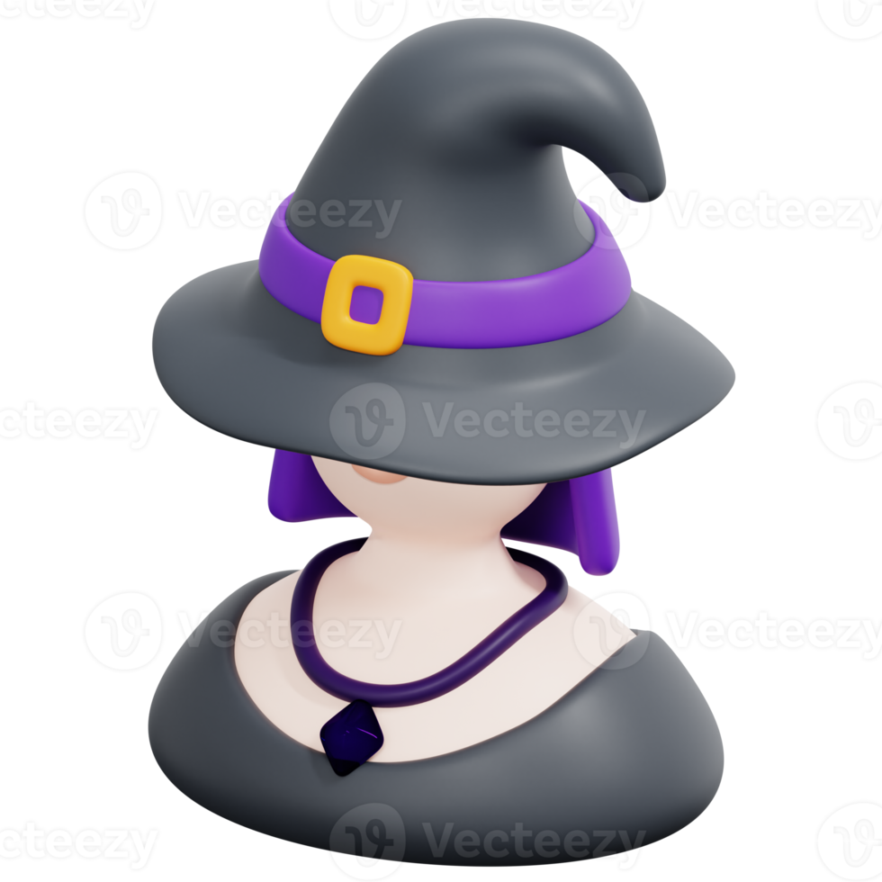 witch 3d render icon illustration png