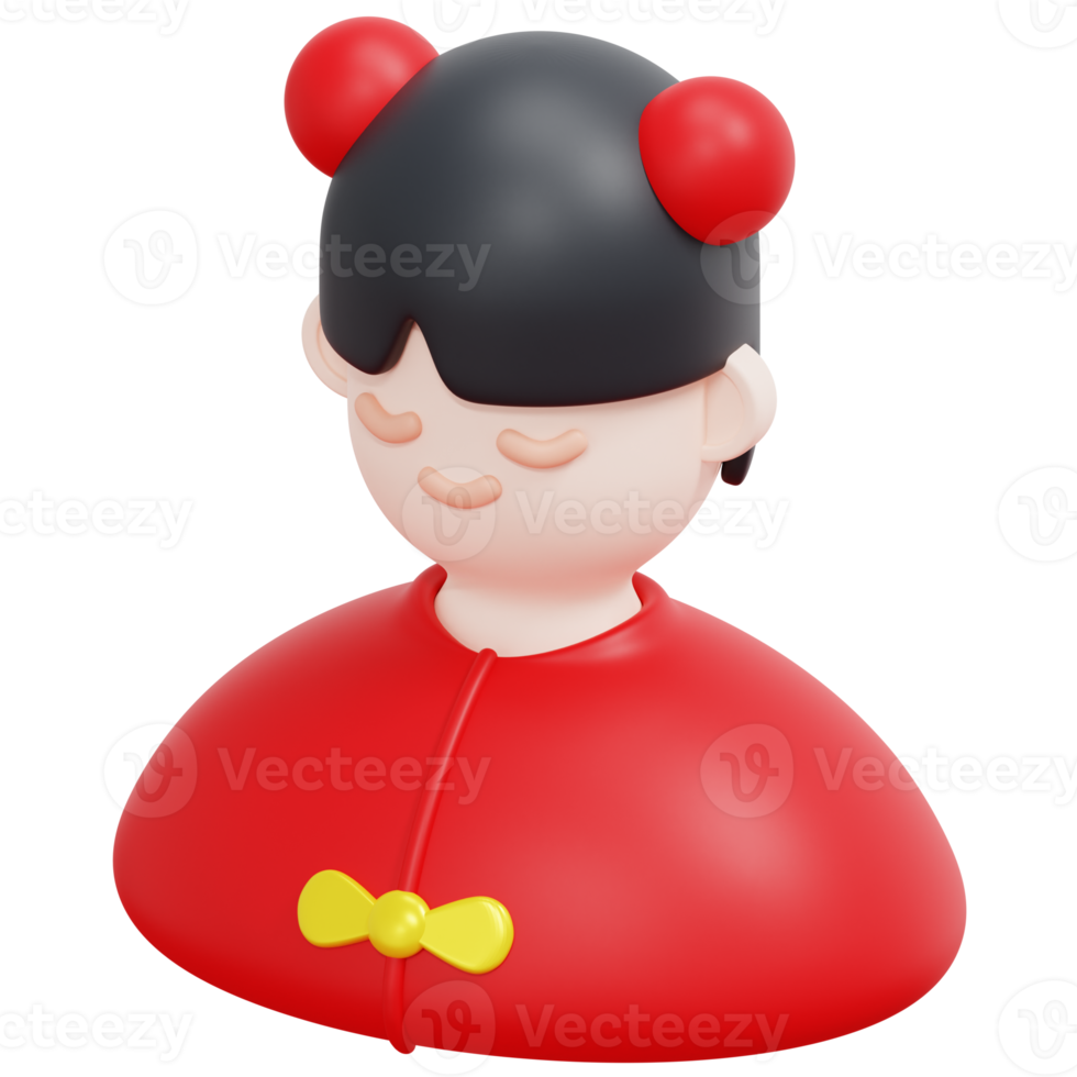 girl 3d render icon illustration png