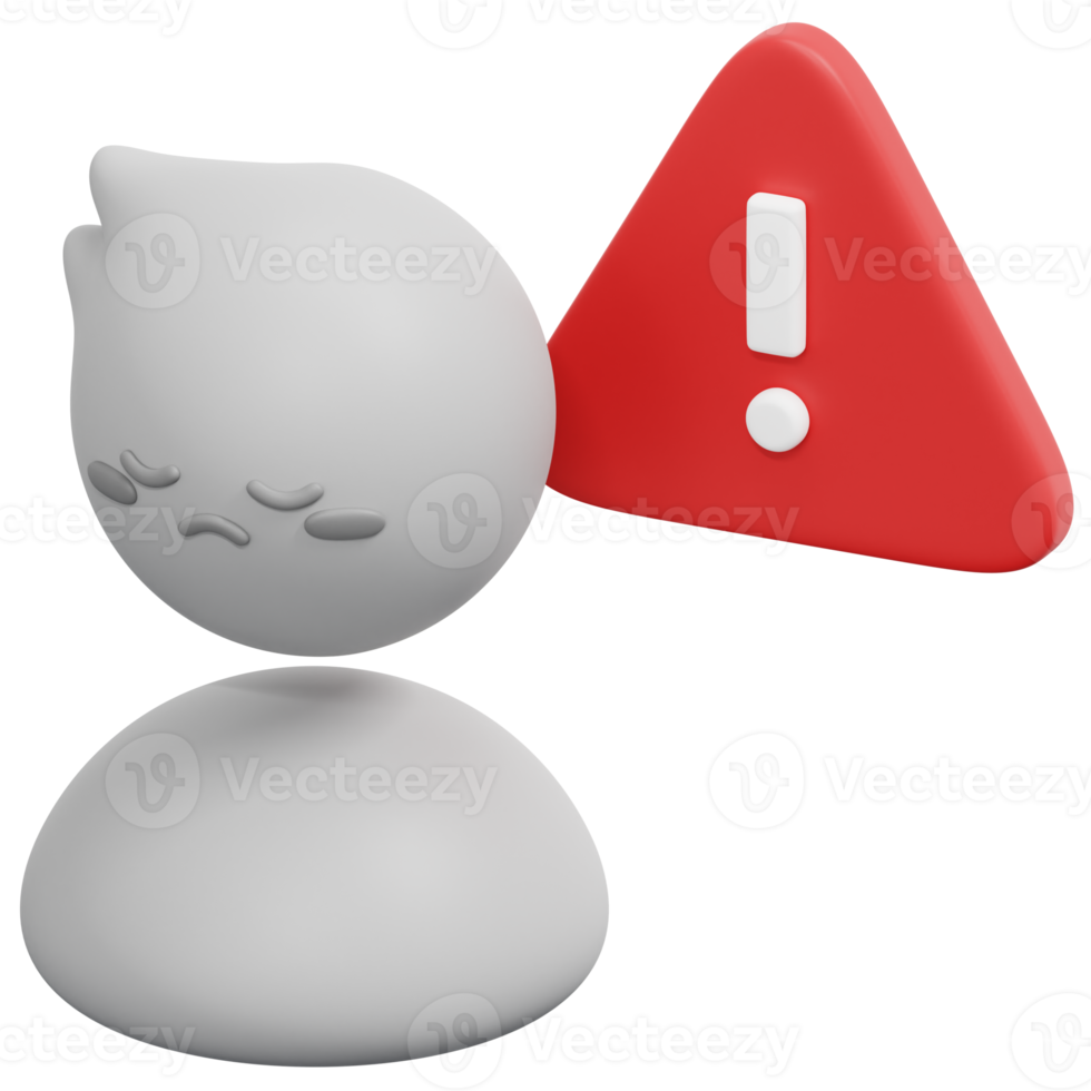 worried 3d render icon illustration png