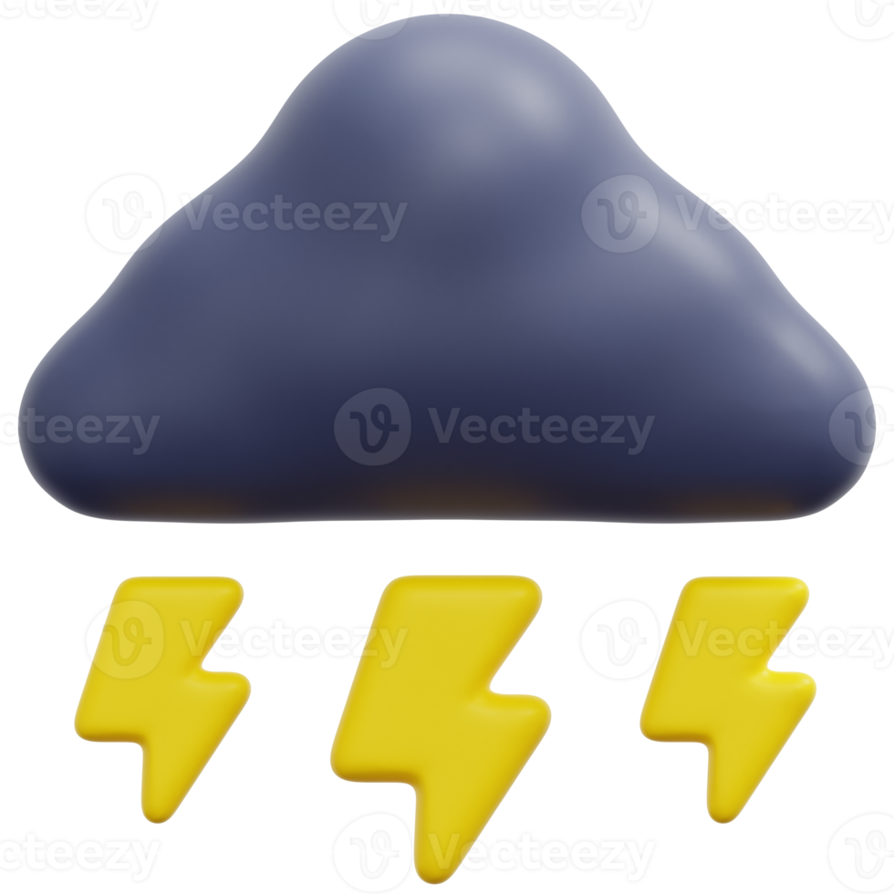 thunderstorm 3d render icon illustration png