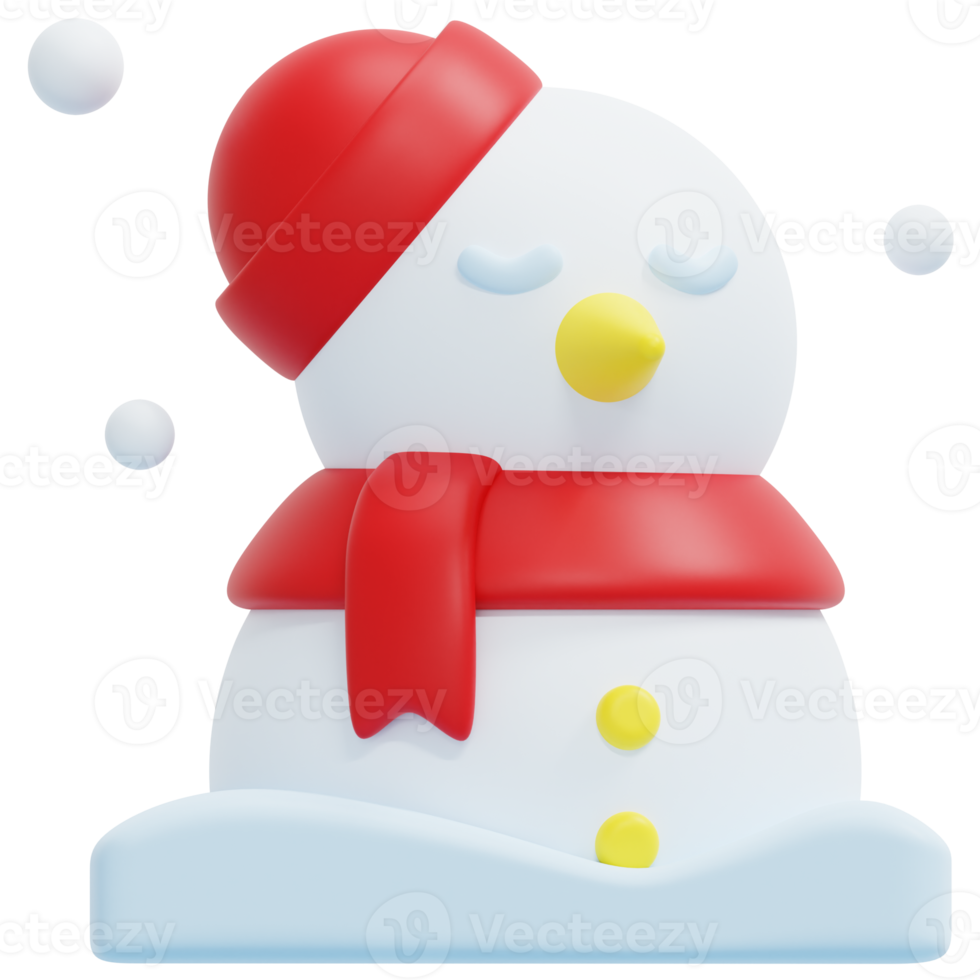 snowman 3d render icon illustration png