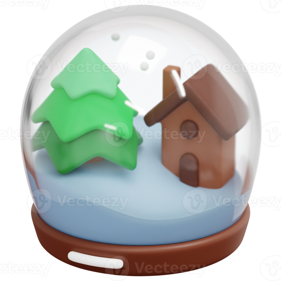 snow globe 3d render icon illustration png