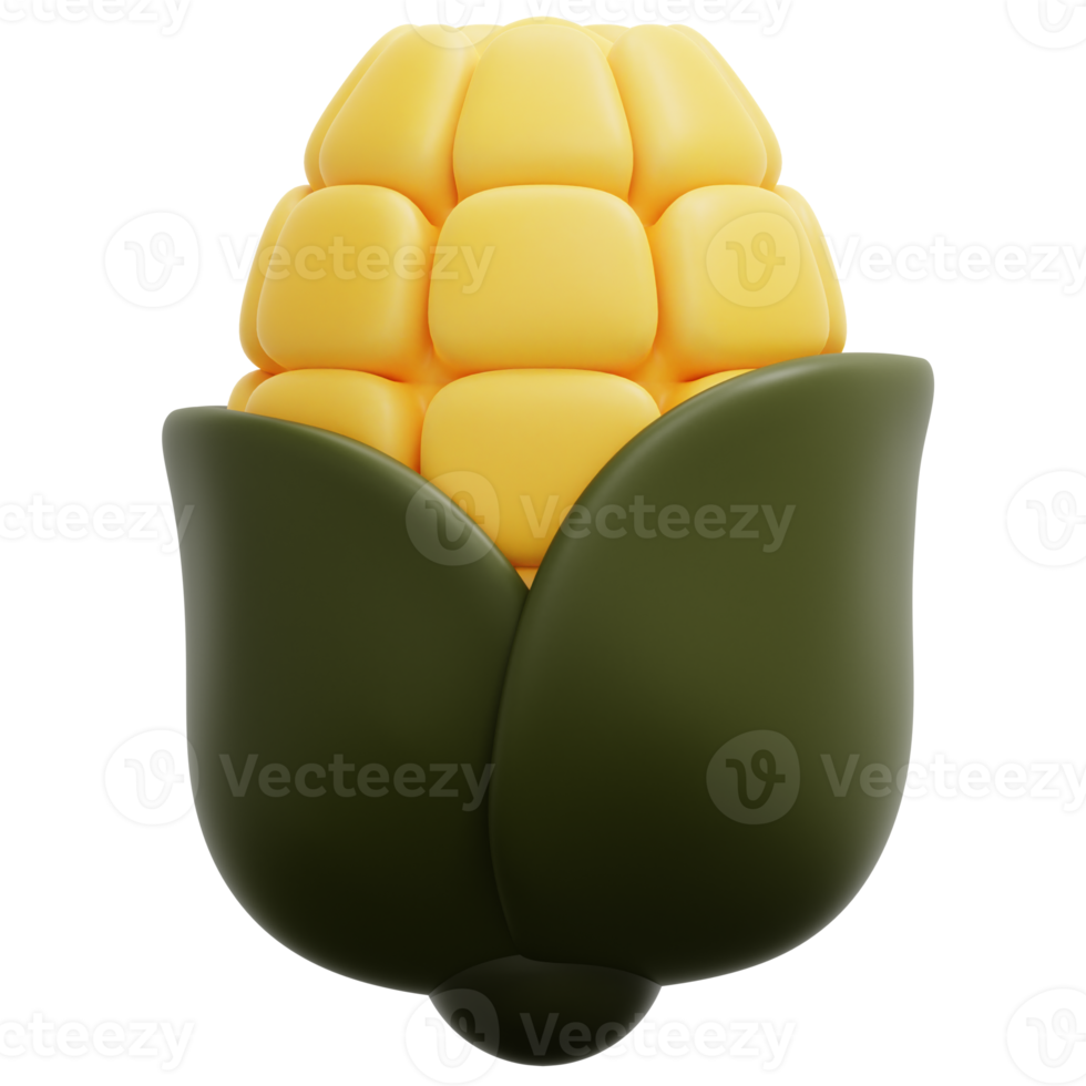 corn 3d render icon illustration png