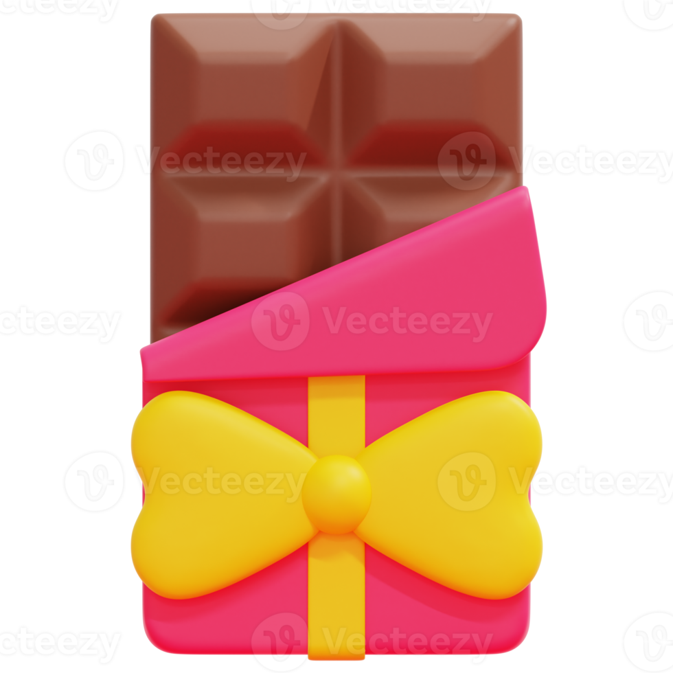 chocolate bar 3d render icon illustration png