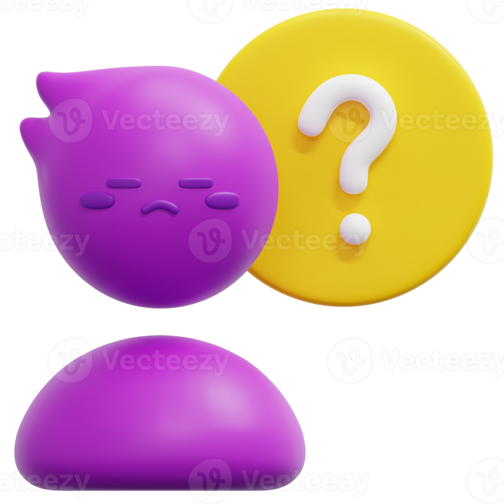 confused 3d render icon illustration png