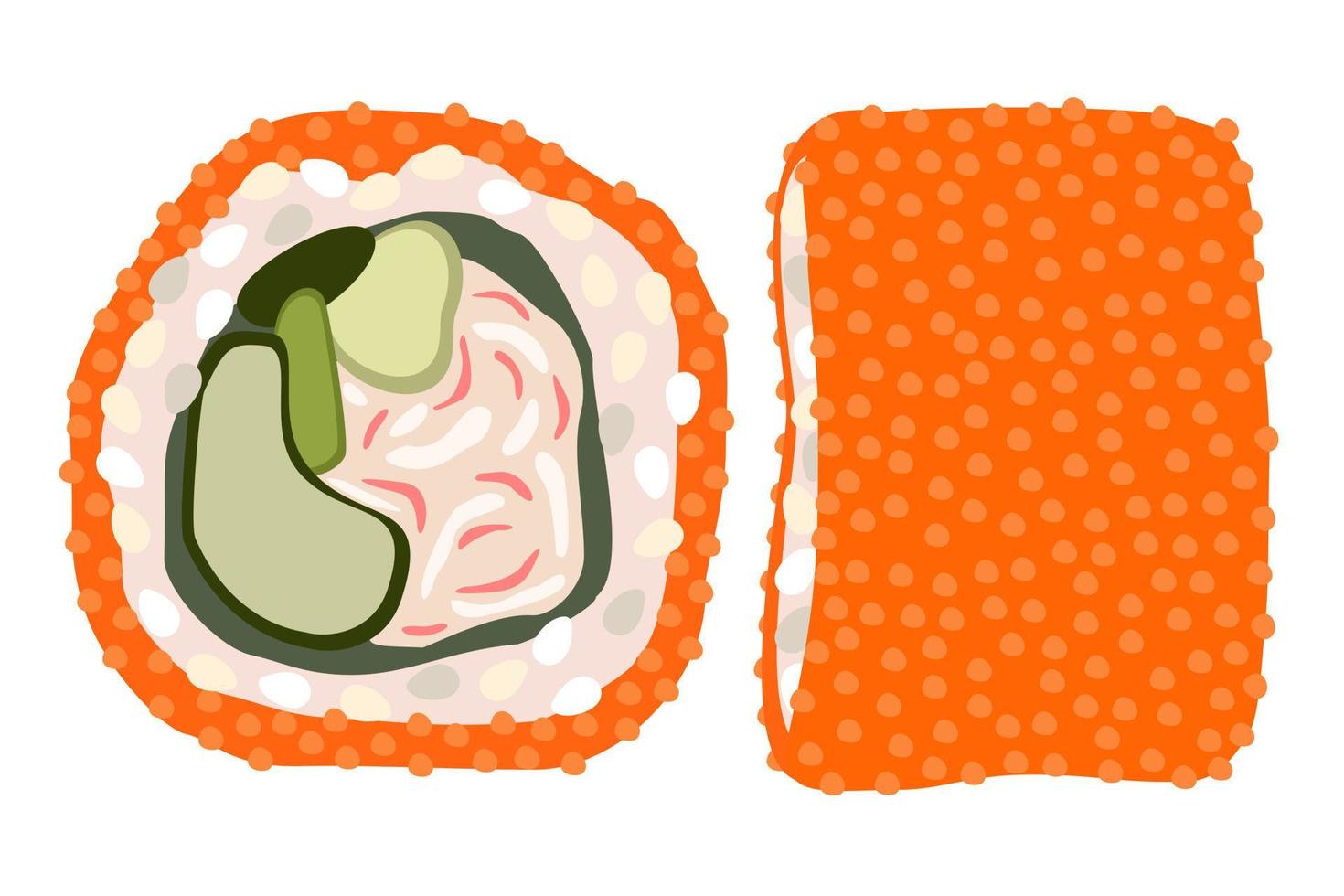 Rolls with cucumber. Vector isolated illustration.