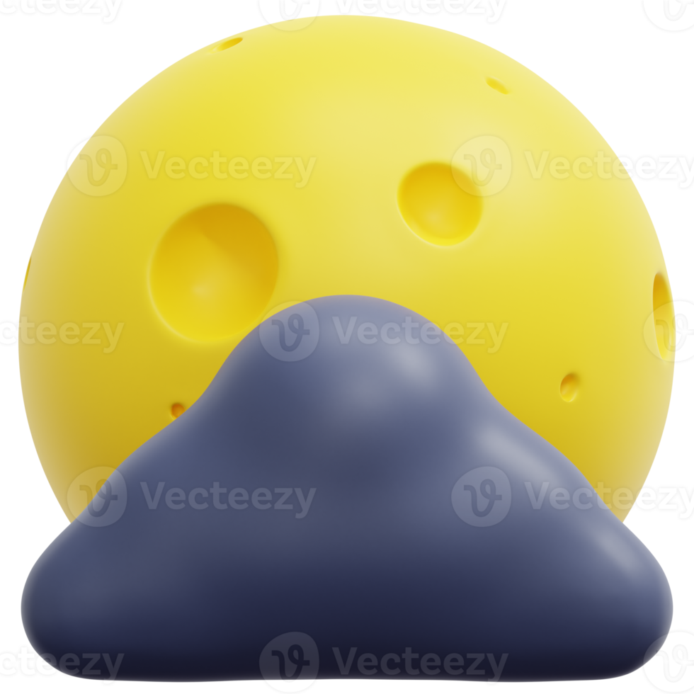 cloudy night 3d render icon illustration png
