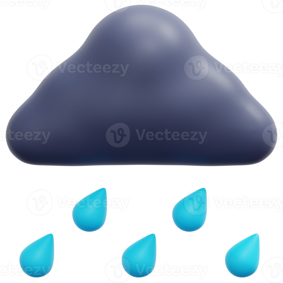 heavy rain 3d render icon illustration png