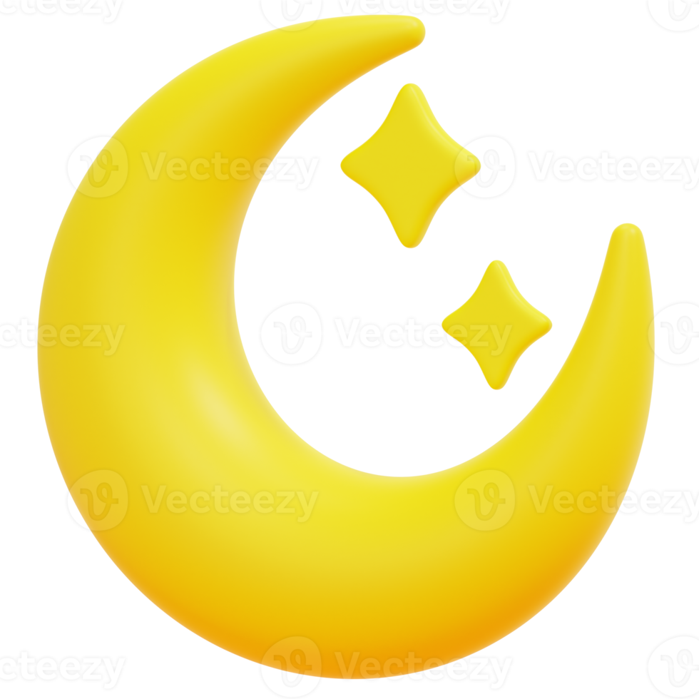 crescent moon 3d render icon illustration png