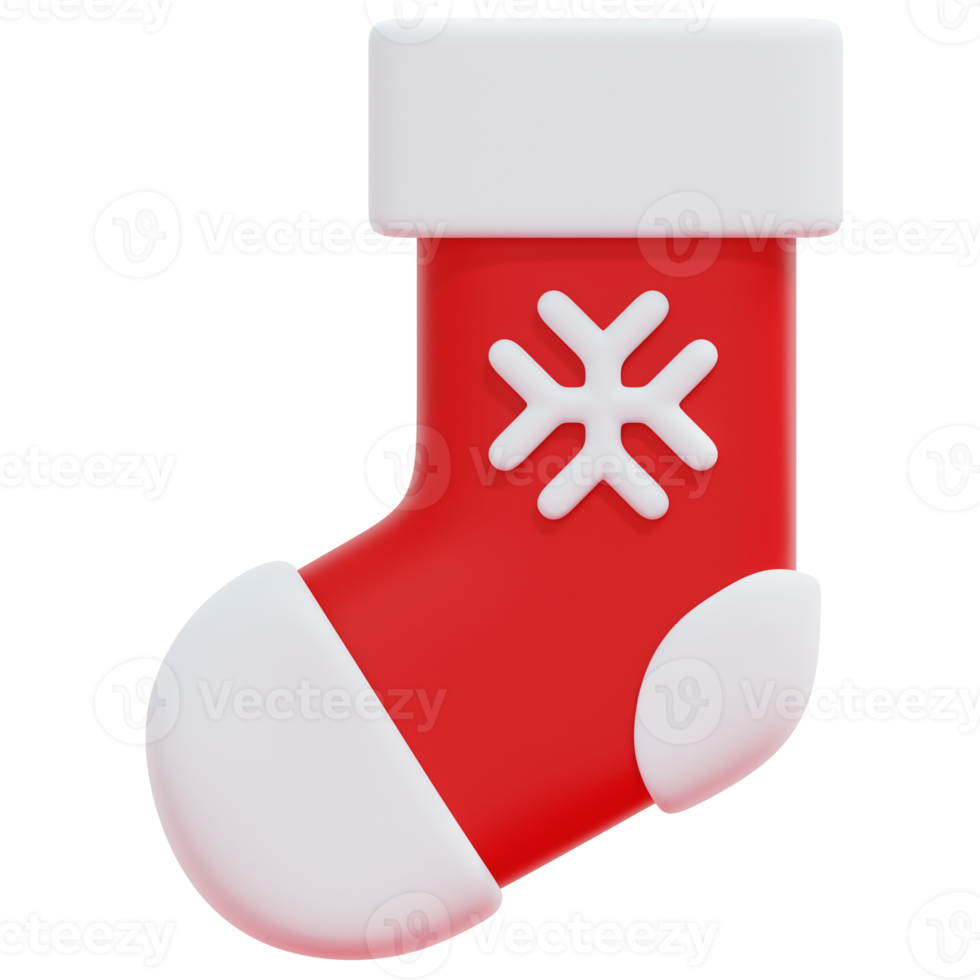 christmas sock 3d render icon illustration png