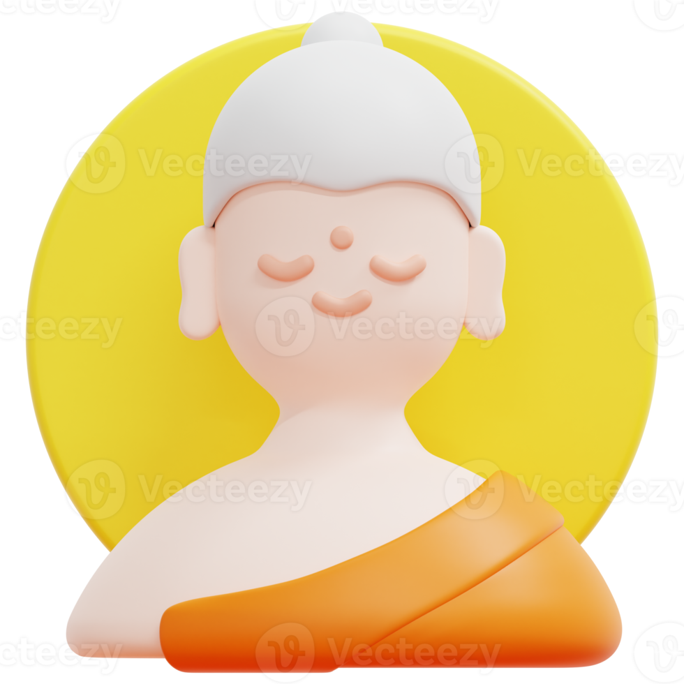 buddha 3d render icon illustration png