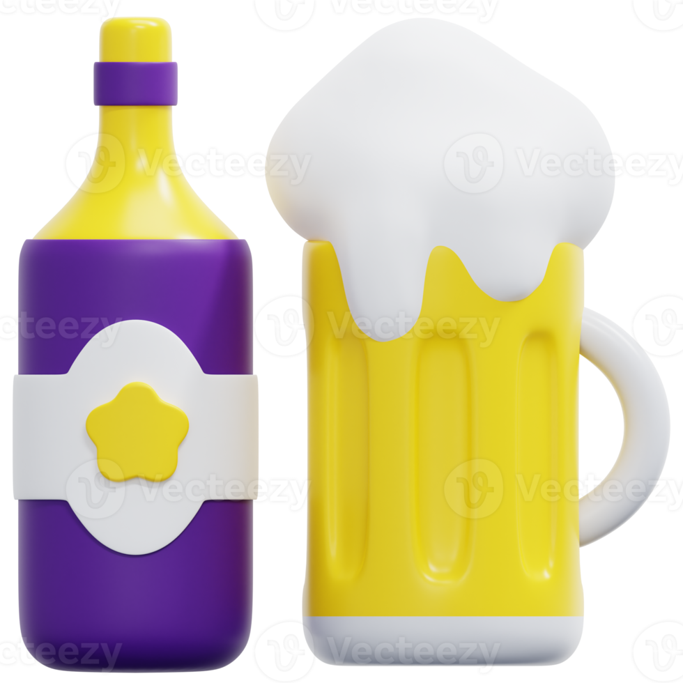 beer 3d render icon illustration png