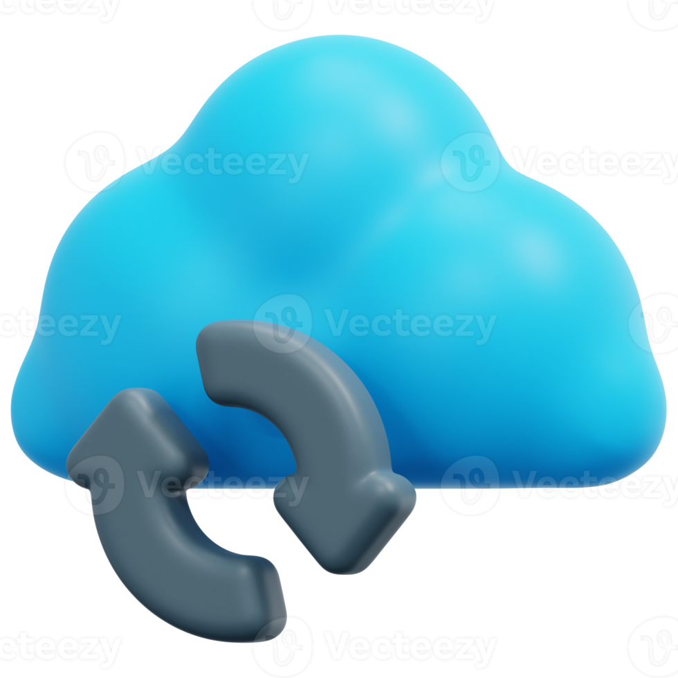 cloud sync 3d render icon illustration png