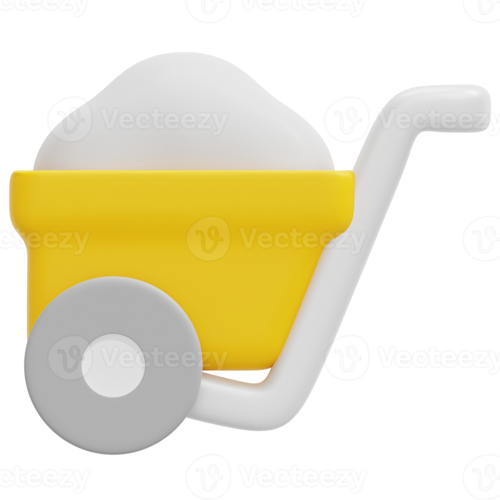 wheelbarrow 3d render icon illustration png