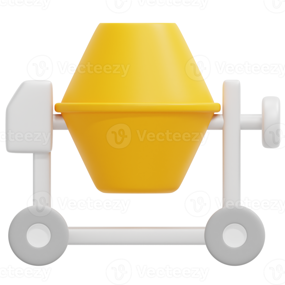 concrete mixer 3d render icon illustration png
