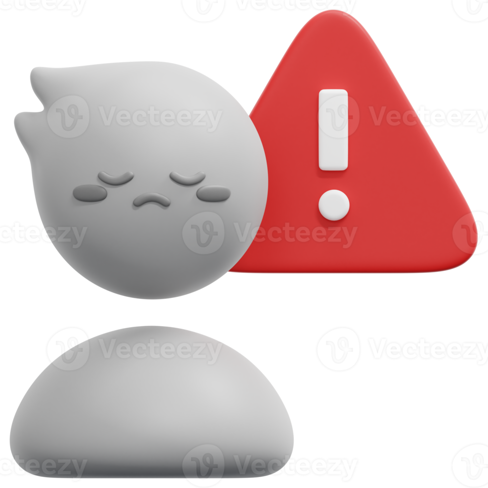 worried 3d render icon illustration png