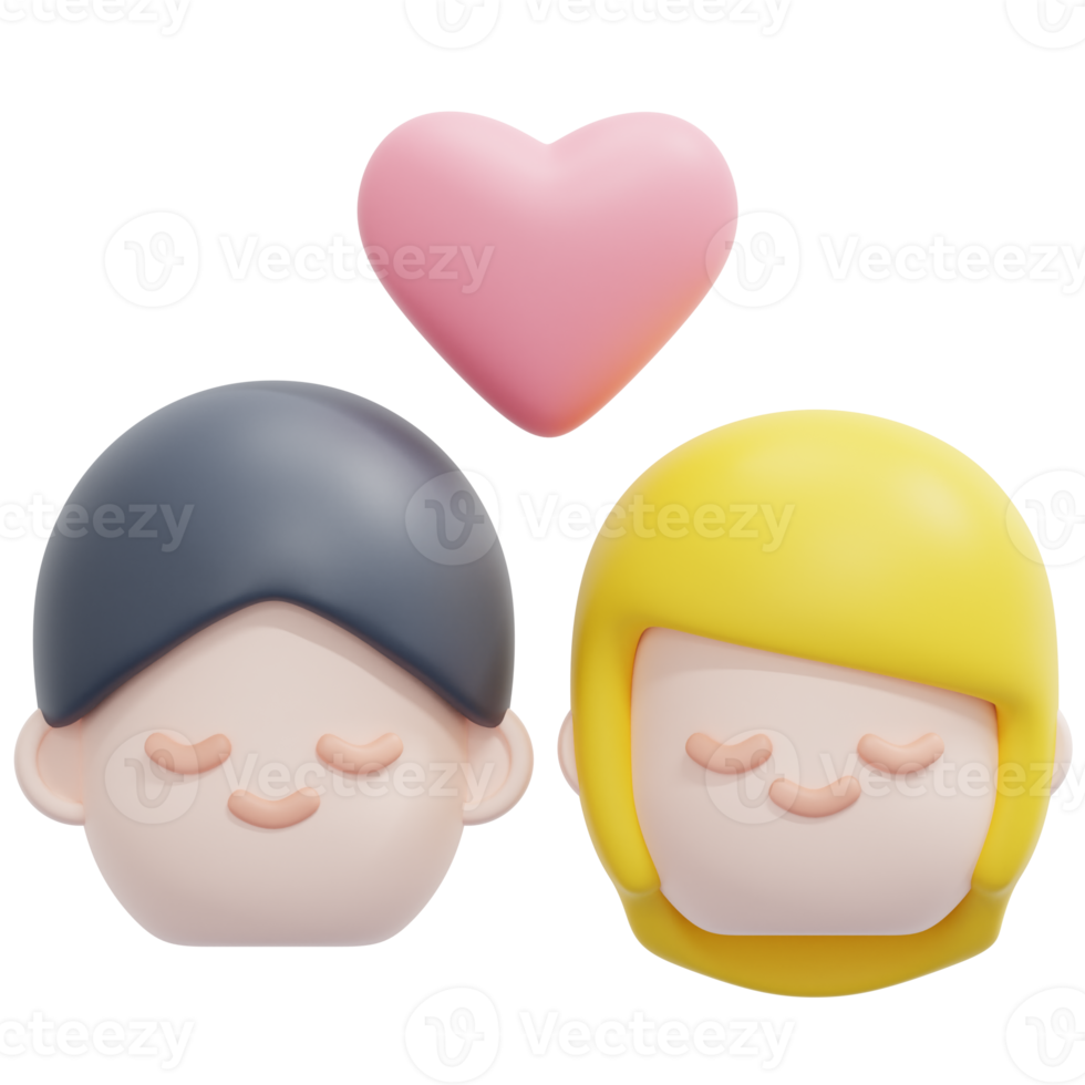 couple 3d render icon illustration png