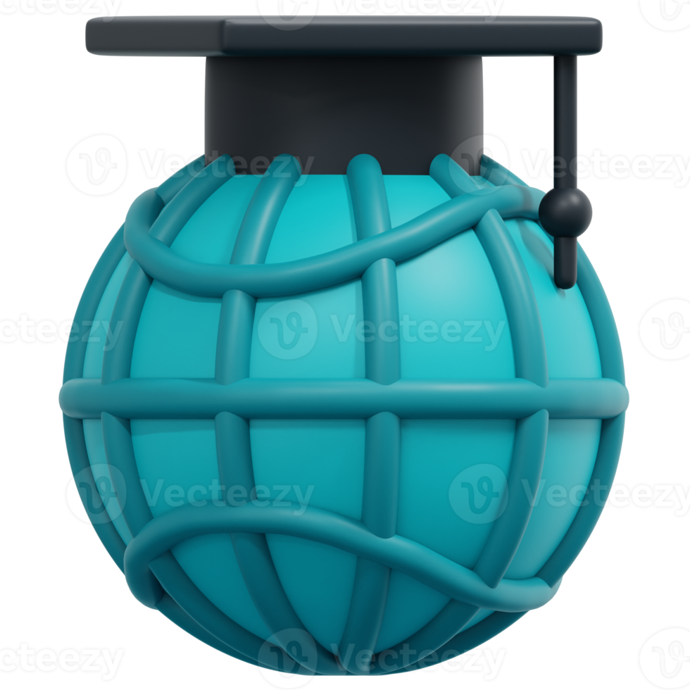global learning 3d render icon illustration png
