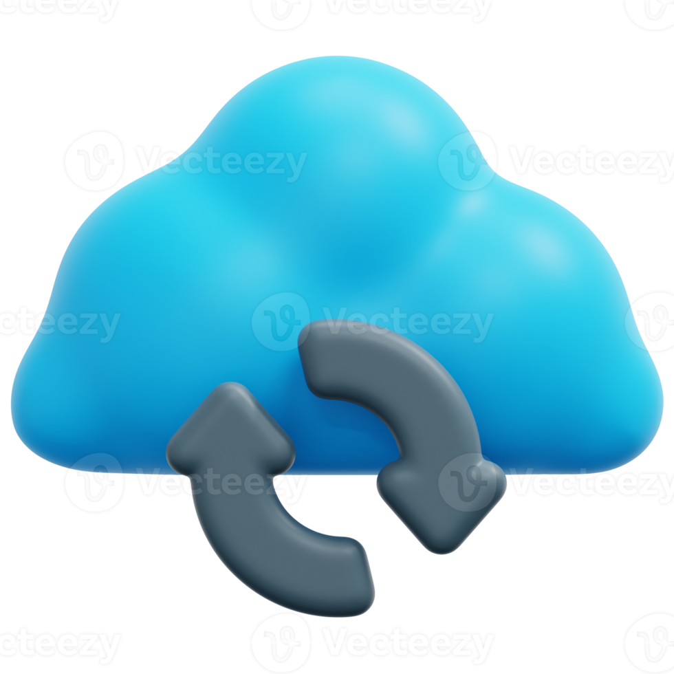 cloud sync 3d render icon illustration png