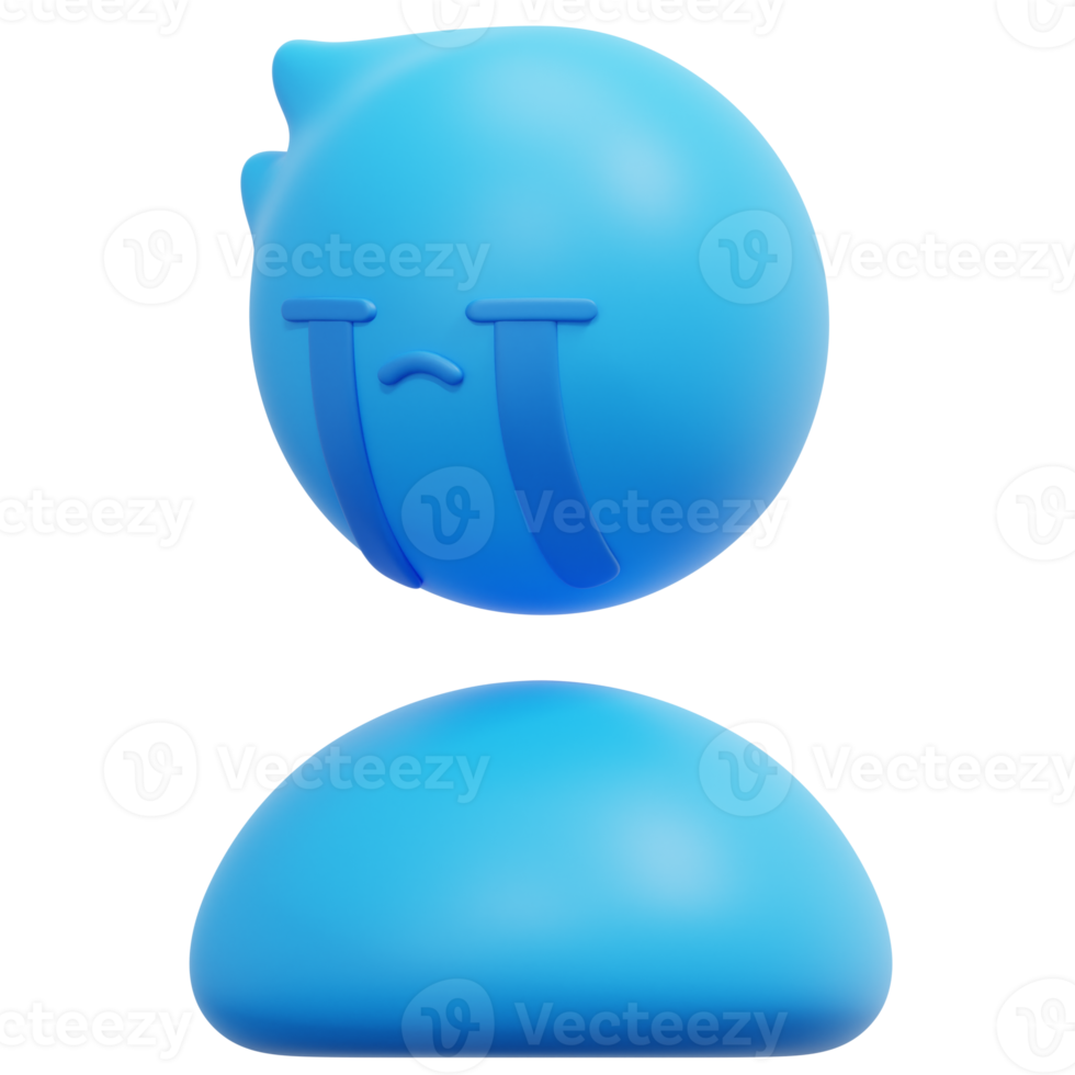 sad 3d render icon illustration png
