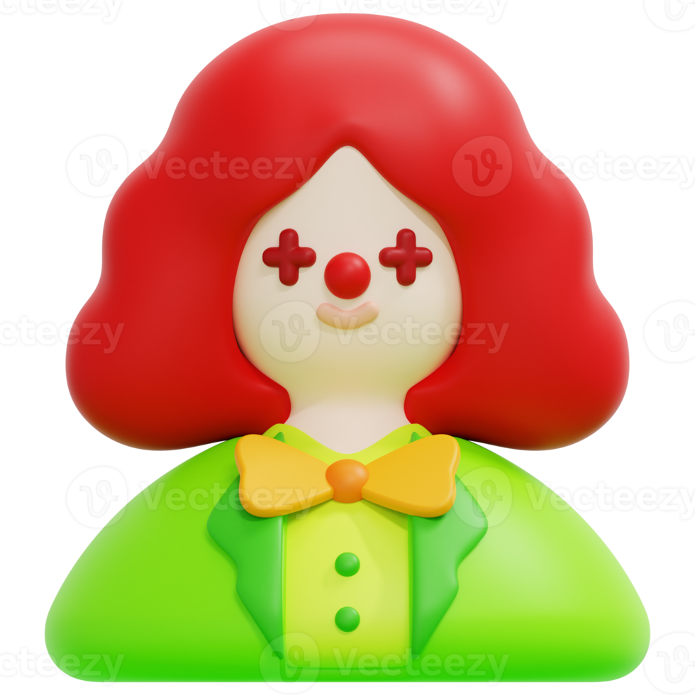 clown 3d render icon illustration png