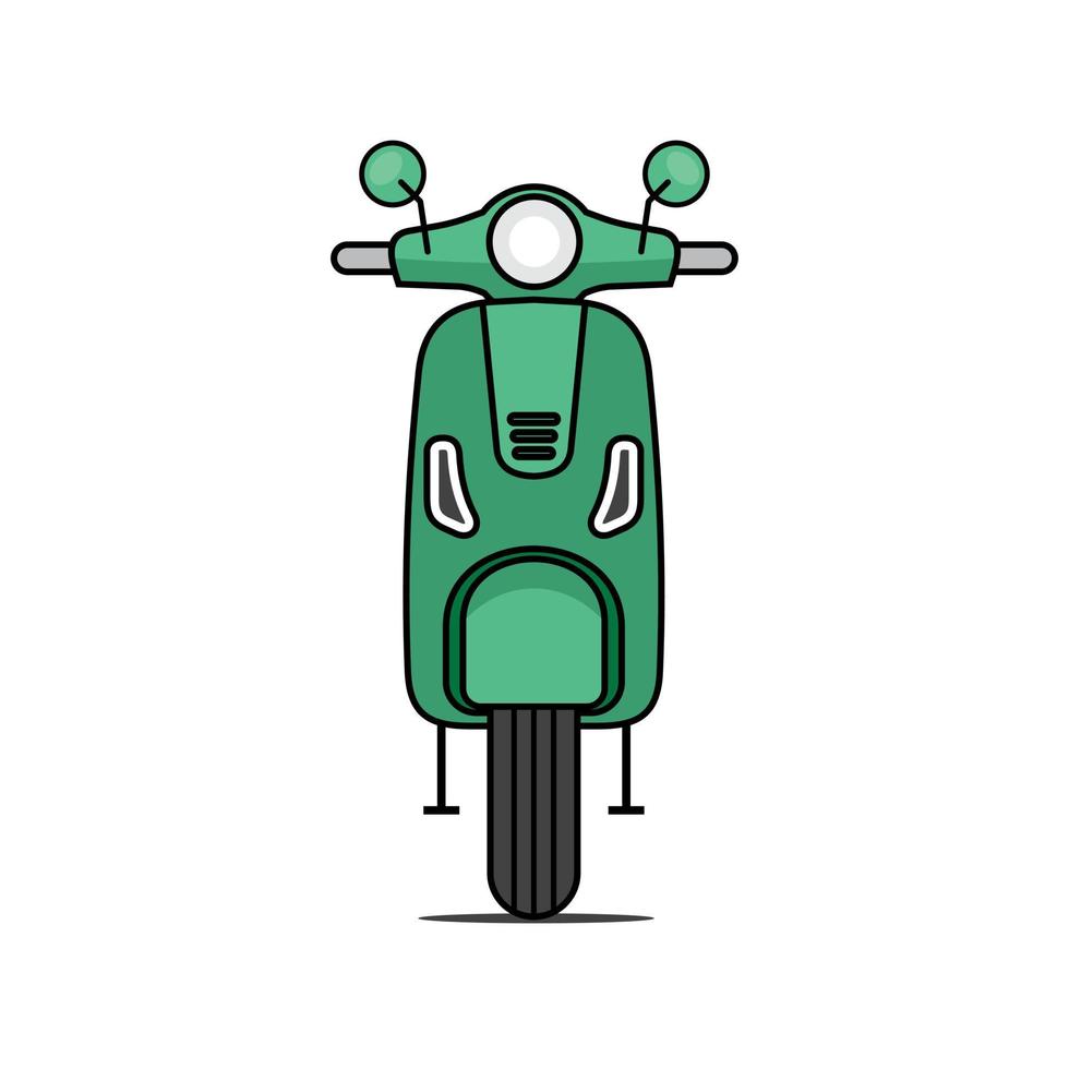 Vespa scooter vista frontal en color turquesa vector