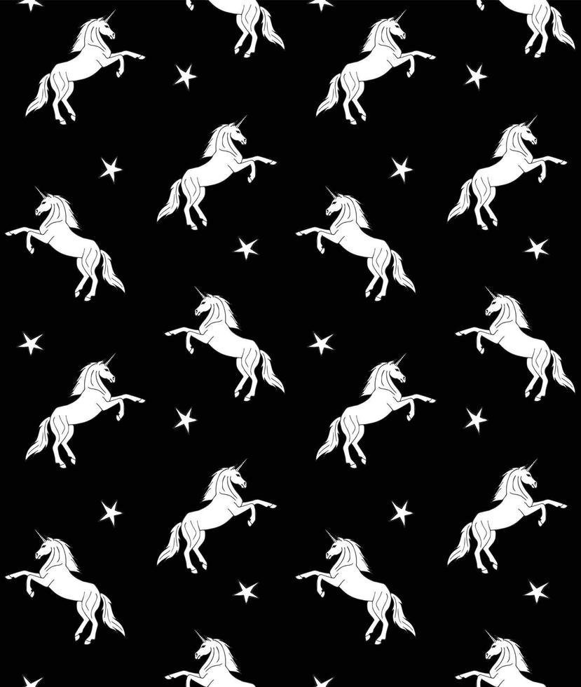 Vector seamless pattern of hand drawn unicorn
