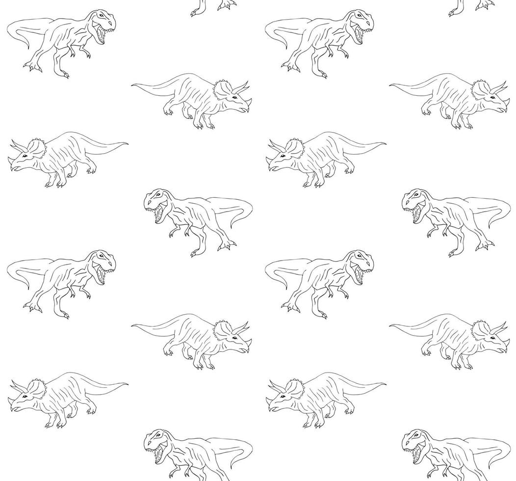 Vector seamless pattern of hand drawn dinosaur