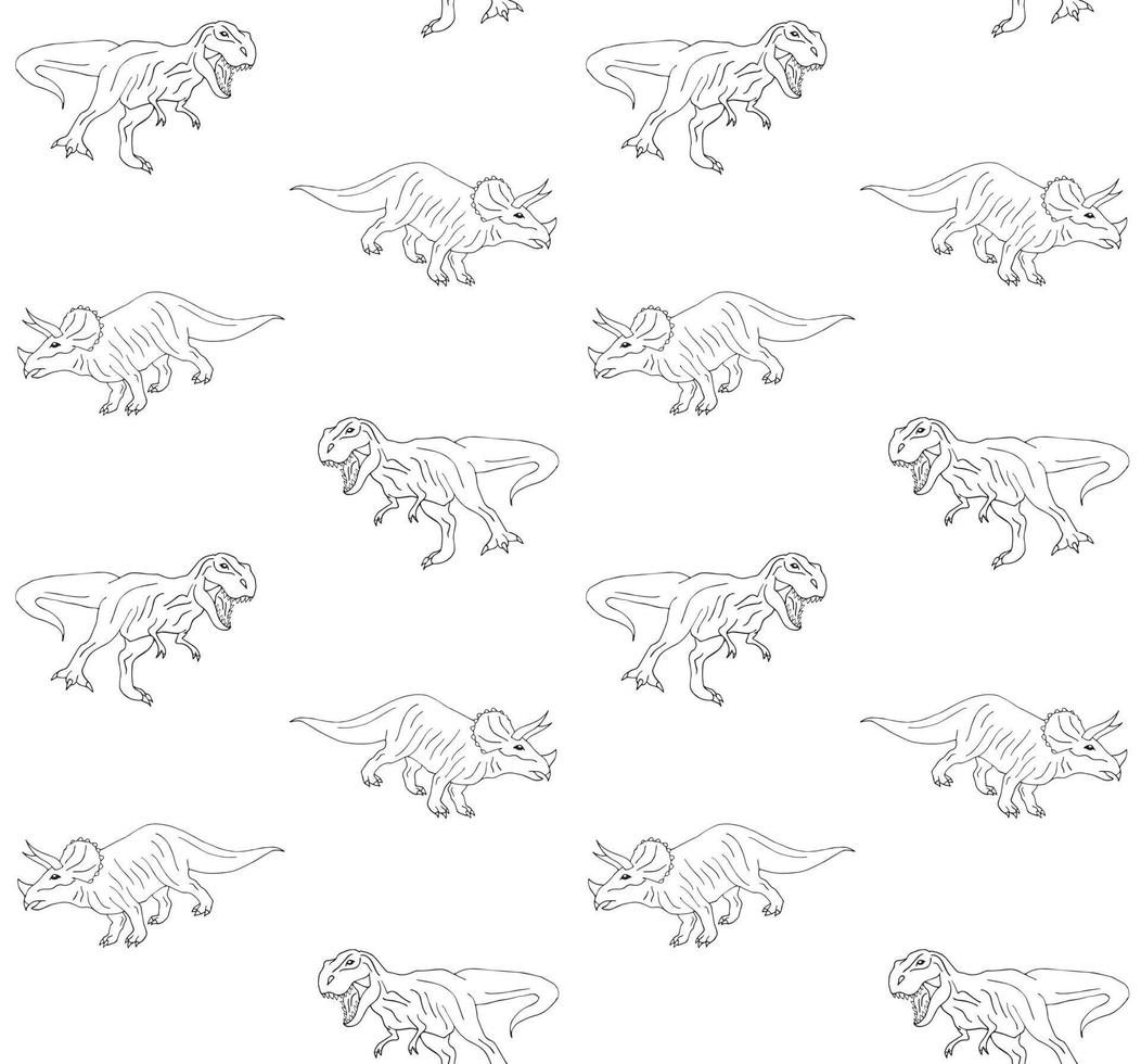 Vector seamless pattern of hand drawn dinosaur