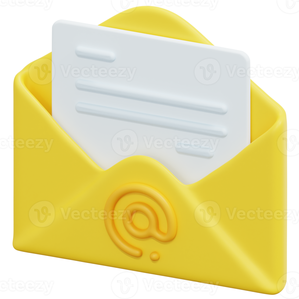 illustration de l'icône de rendu 3d de marketing par e-mail png