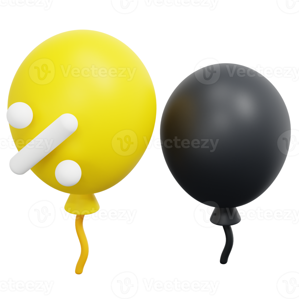 discount balloons 3d render icon illustration png