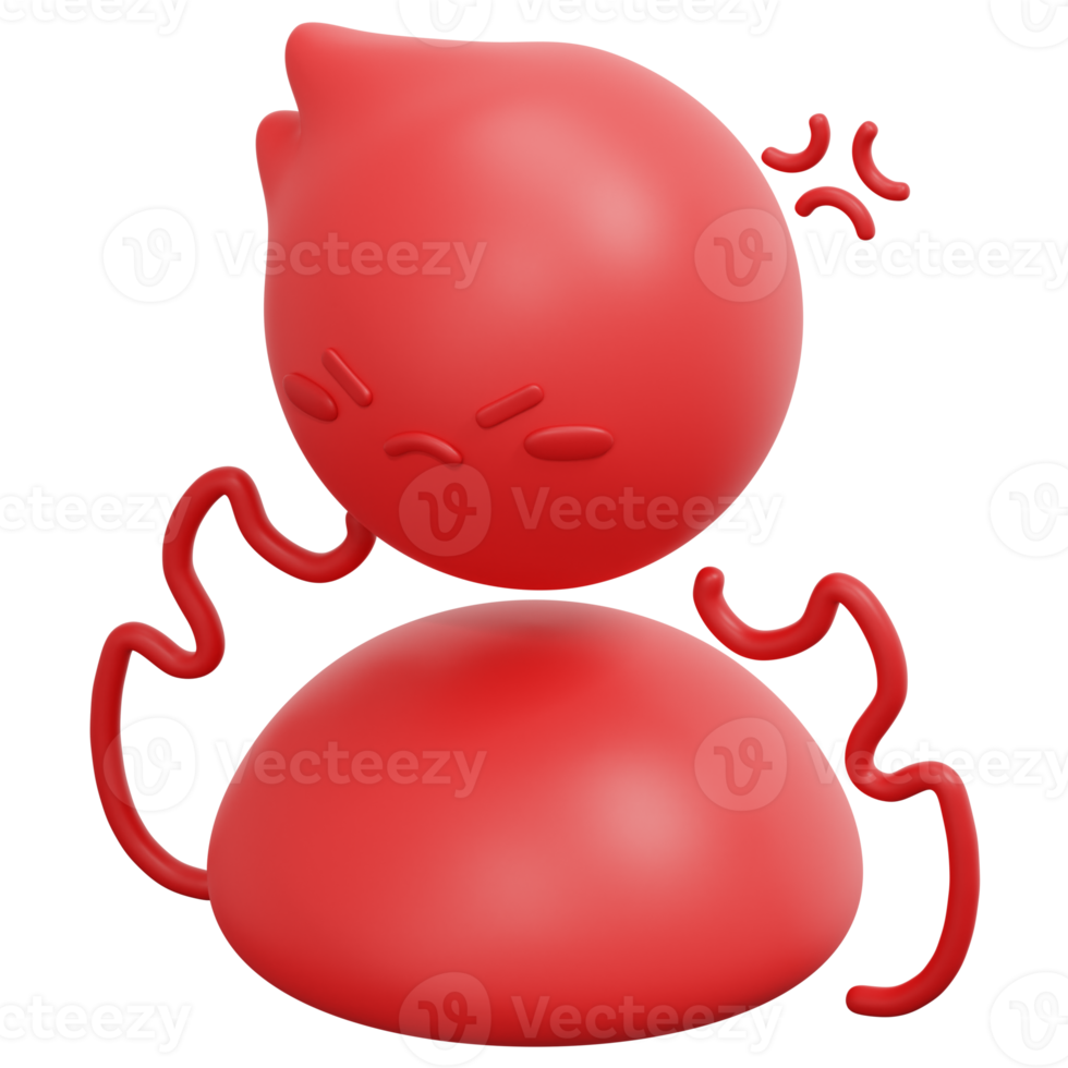 angry 3d render icon illustration png