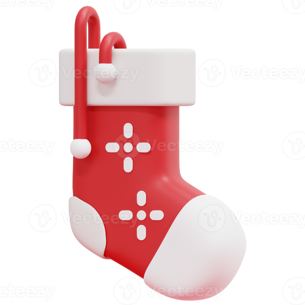 christmas sock 3d render icon illustration png