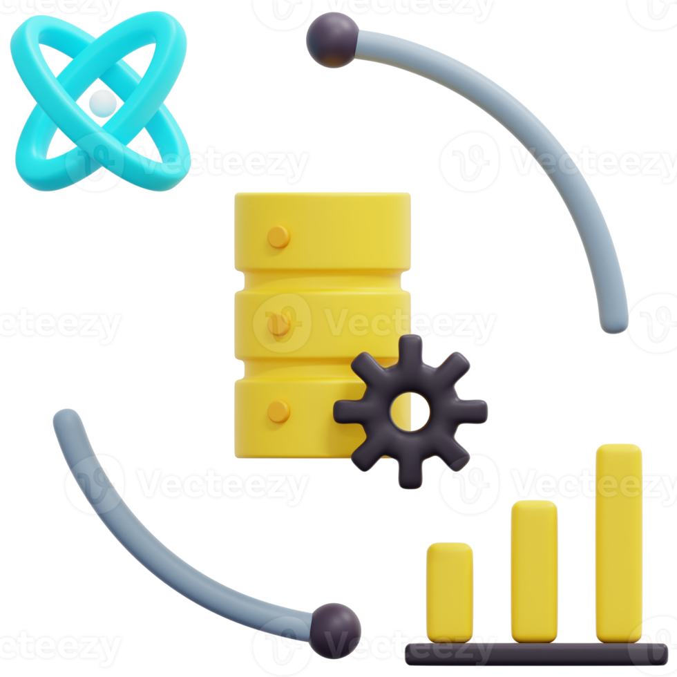 data science 3d render icon illustration png