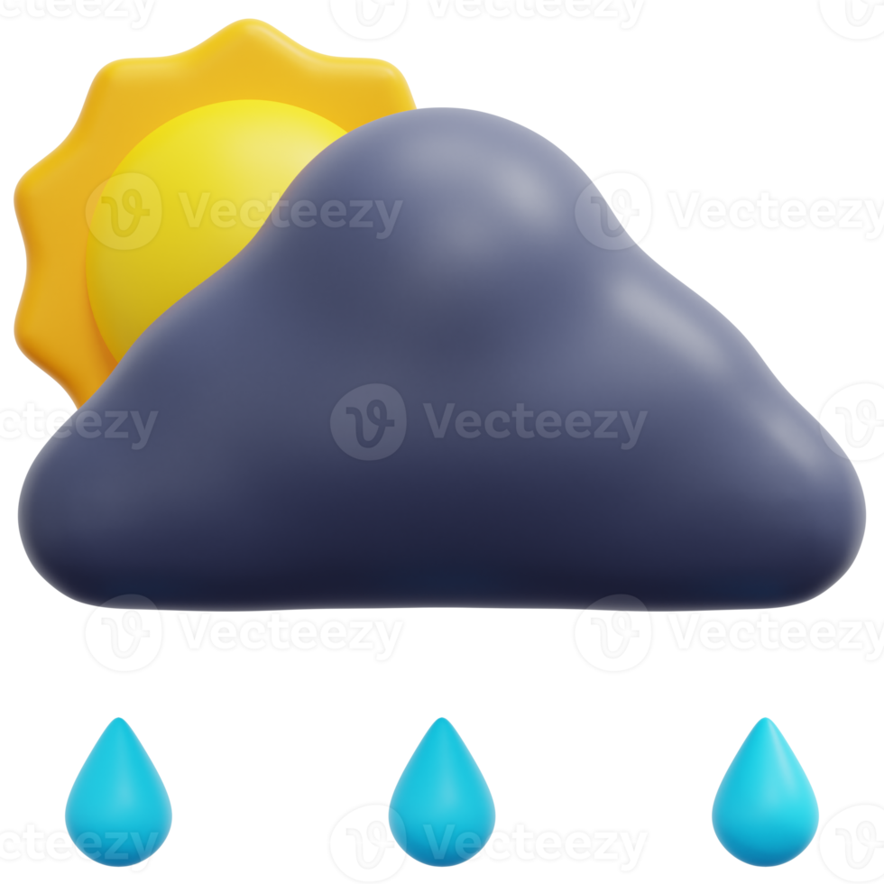 rainy day 3d render icon illustration png