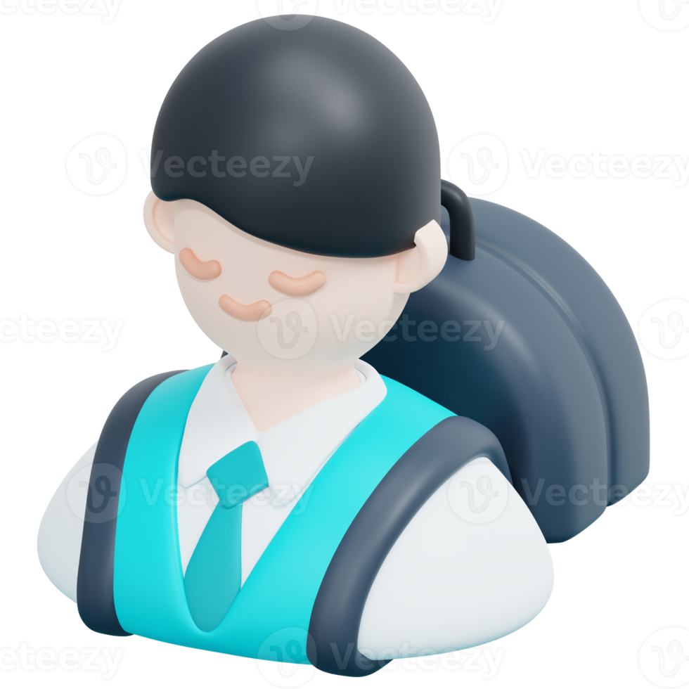 student 3d render icon illustration png