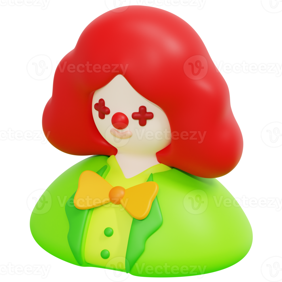 clown 3d render icon illustration png
