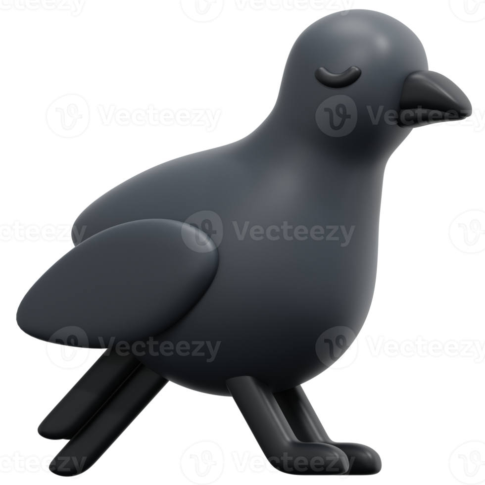 raven 3d render icon illustration png