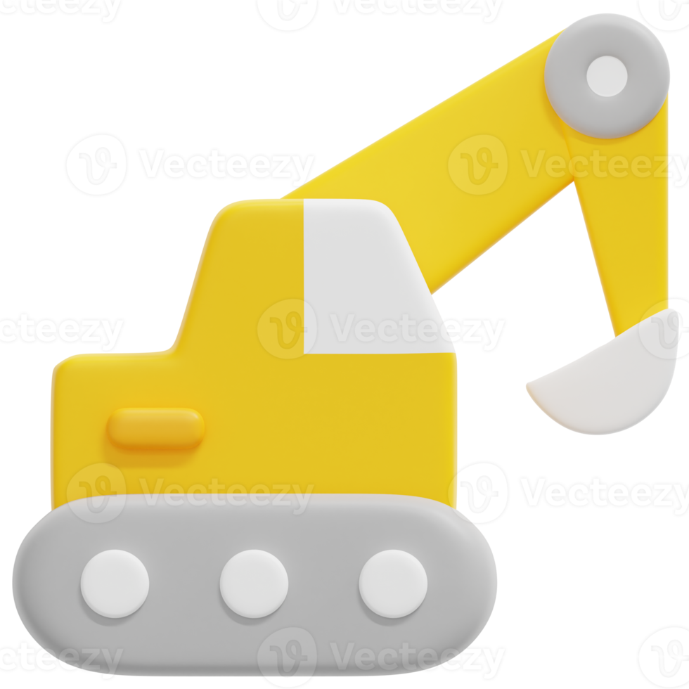 excavator 3d render icon illustration png