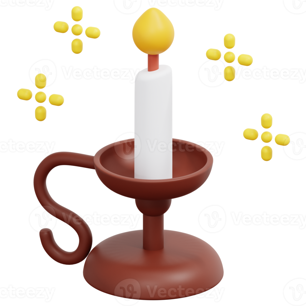 candle 3d render icon illustration png