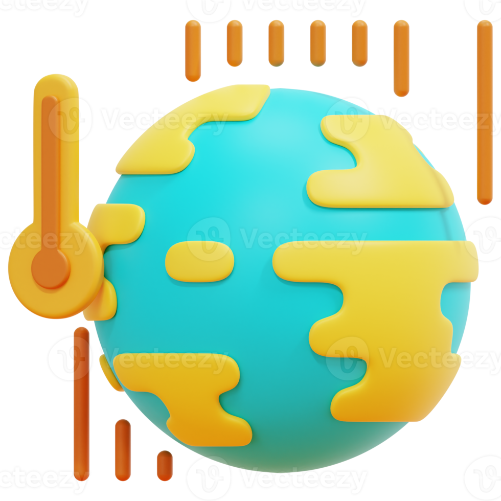 global warming 3d render icon illustration png