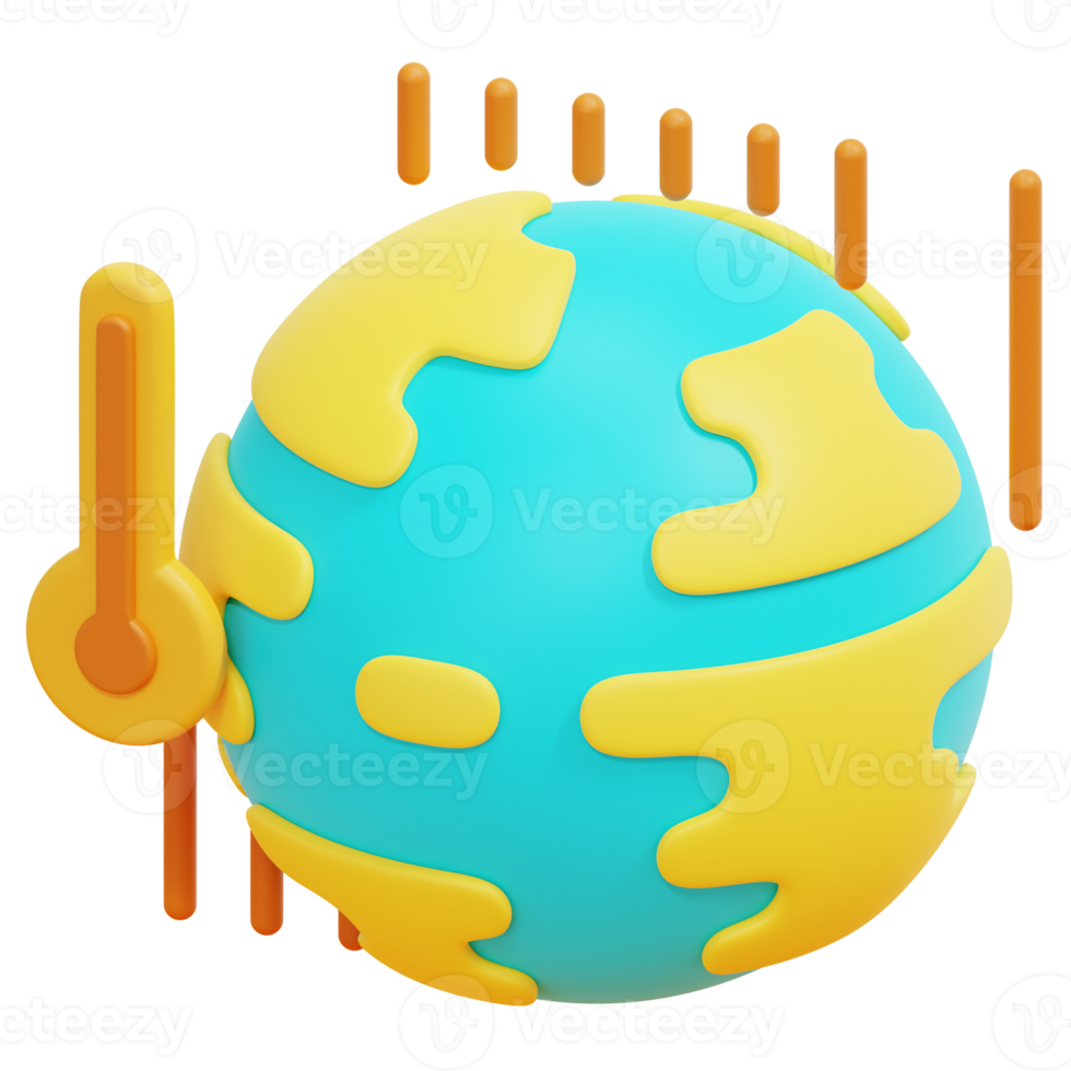 illustration de l'icône de rendu 3d du réchauffement climatique png